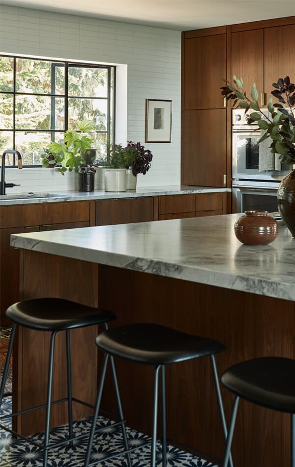 kitchen cabinets and a kitchen island